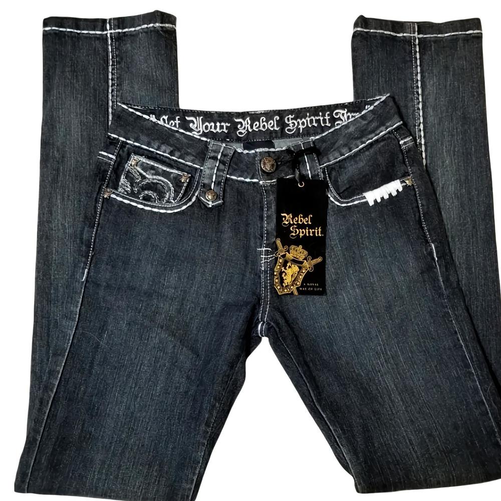 Nwt Rebel Spirit Women's Straight Leg Jeans - Black Size 28